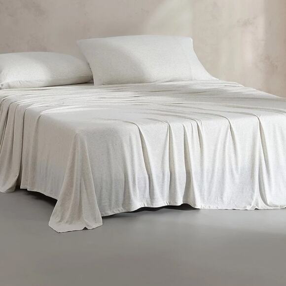Calvin Klein Modern Cotton Melange Tencel Jersey 4 Pc. Sheet Set Ivory Gray King - Picture 1 of 5